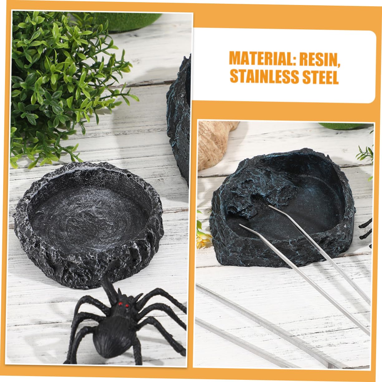 1set Ciotole per Cibo per Rettili con Pinze Curvate Ciotola per Tartarughe e Drago Barbuto Accessori per Terrario Alimentazione Sicura e Comoda per Rettili Ciotola Spaziosa per
