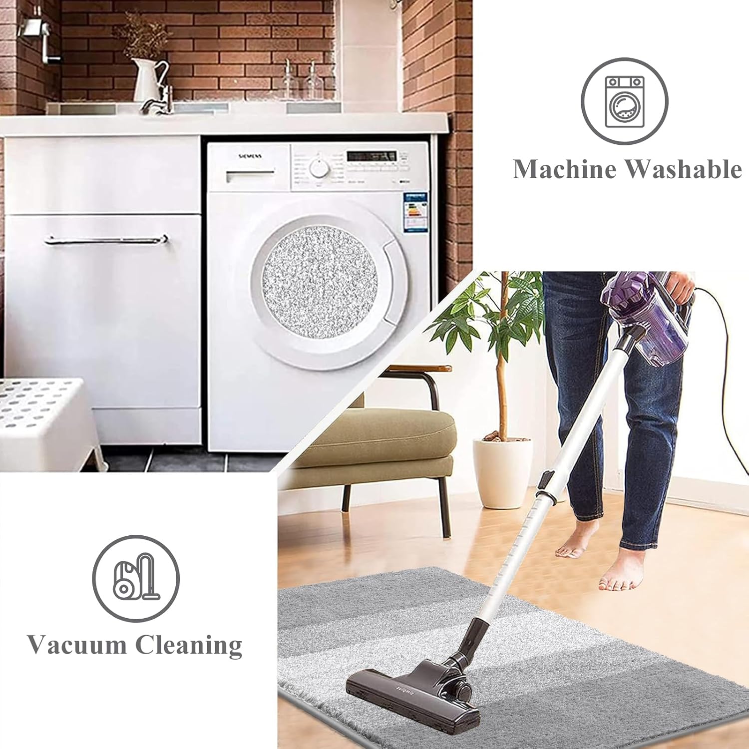 Vaukki Indoor Doormat Entryway Door Mat, Non Slip Absorbent Mud Trapper Mat Inside Floor Mat, Washable Door Carpet for Entryway (24''x36'', Light Grey)