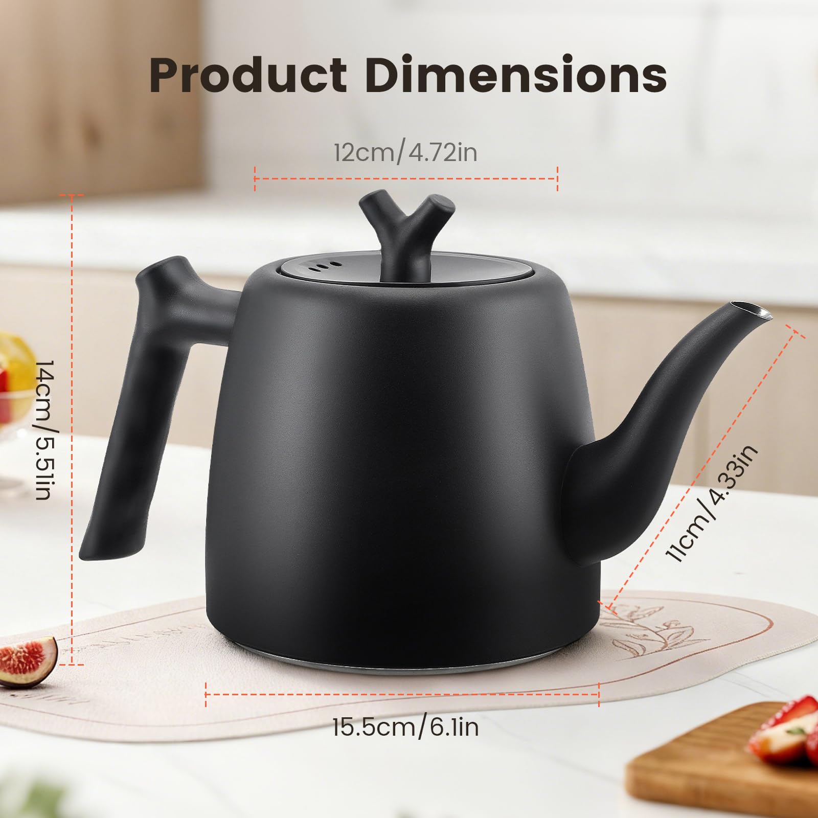 Teiera con Infusore 2 Litri, Teiera Termica, 10-12 Tazze, Teiera in Acciaio Inossidabile a Doppia Parete per Tè Sfuso, Zenzero e Miscele di Erbe