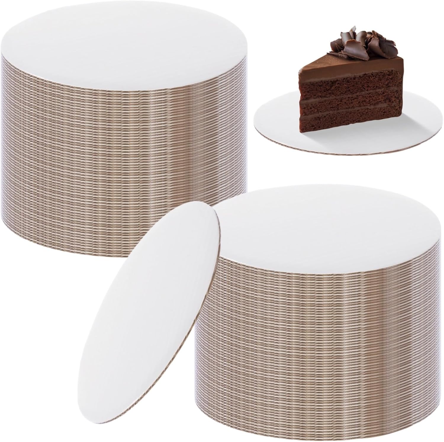100 Round Cake Bases, 5 in White Corrugated Boards for Mini Cakes, 2 Mm Thick Greaseproof Dessert Circles, Ideal for Events, Displays, Birthdays