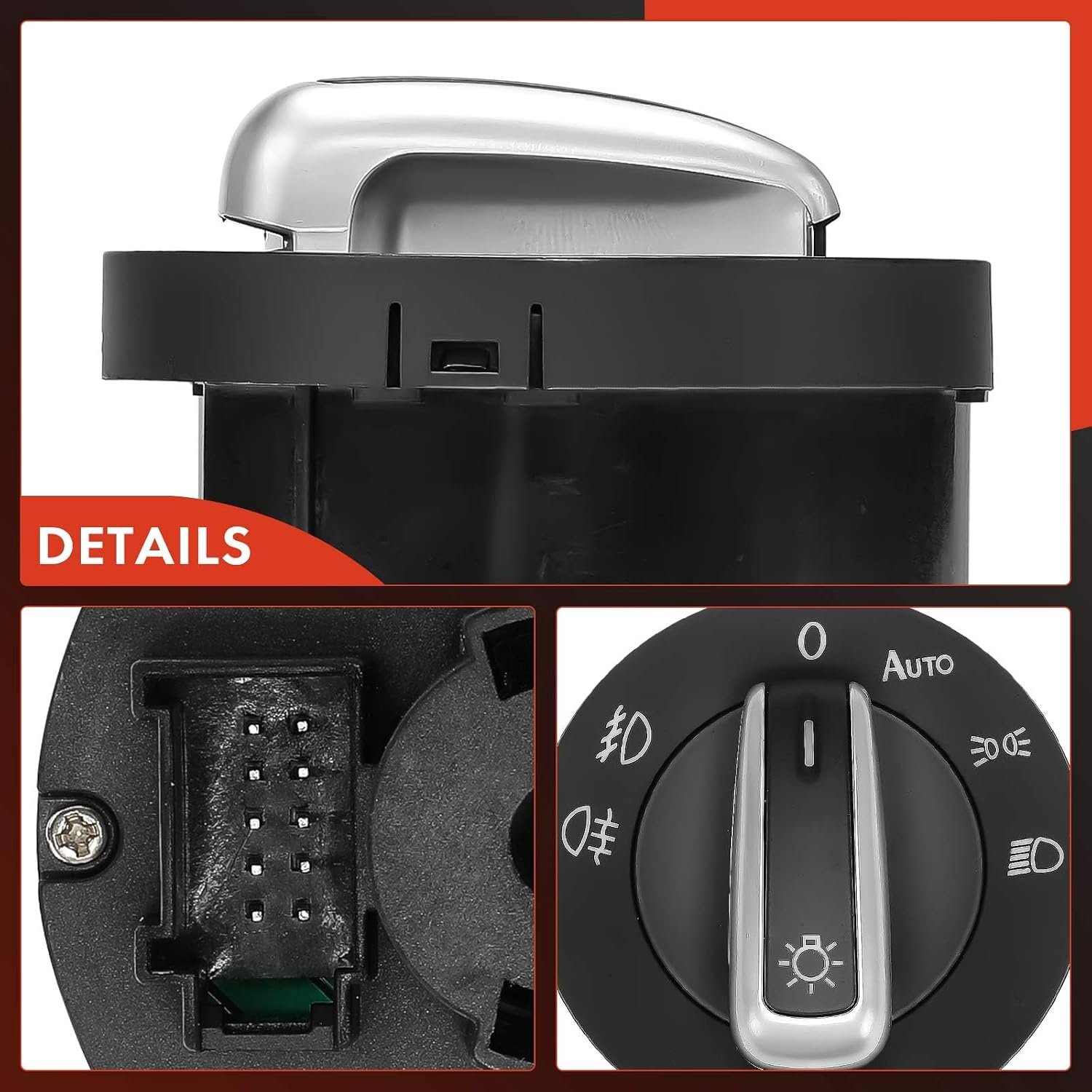 A-Premium Headlight Switch Instrument Panel Headlamp Dimmer Switch Compatible with Volkswagen CC 2010, Eos 2010, GTI 2010, Golf City 2010, with Front and Rear Fog Lights