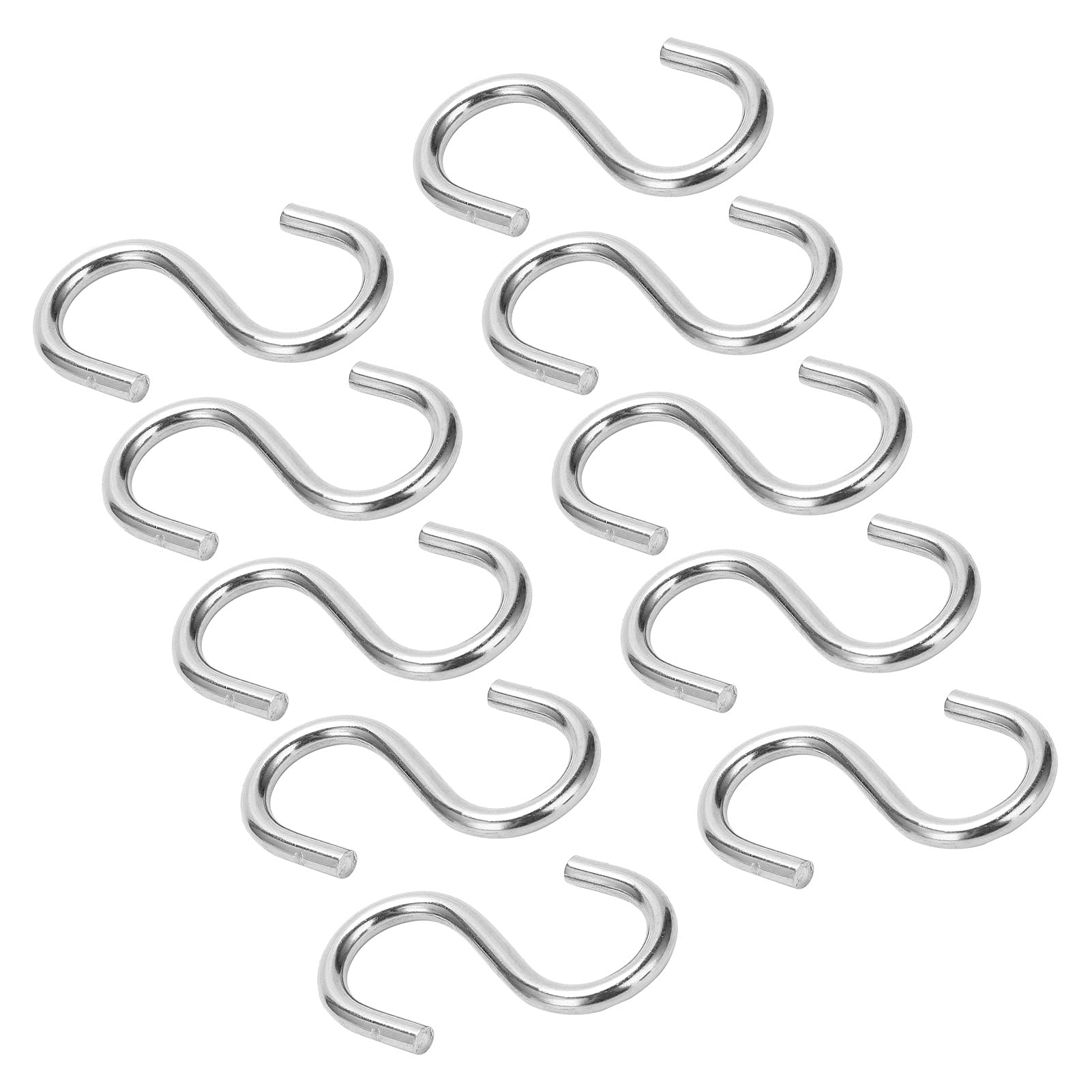 Gugxiom 10 Pcs Hooks Heavy Duty, Bearing 12kg Stainless Steel Hooks, S Shaped Hooks Metal for Hanging Pot, Pan, Cups, Plants, Bags, Jeans,Key Towel