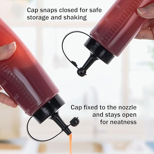 Miniatura 3 de Botellas exprimibles para condimentos, botellas de plástico translúcidas de 10.1 fl oz10 onzas para salsas, aceite de ketchup, vinagre, jarabe de