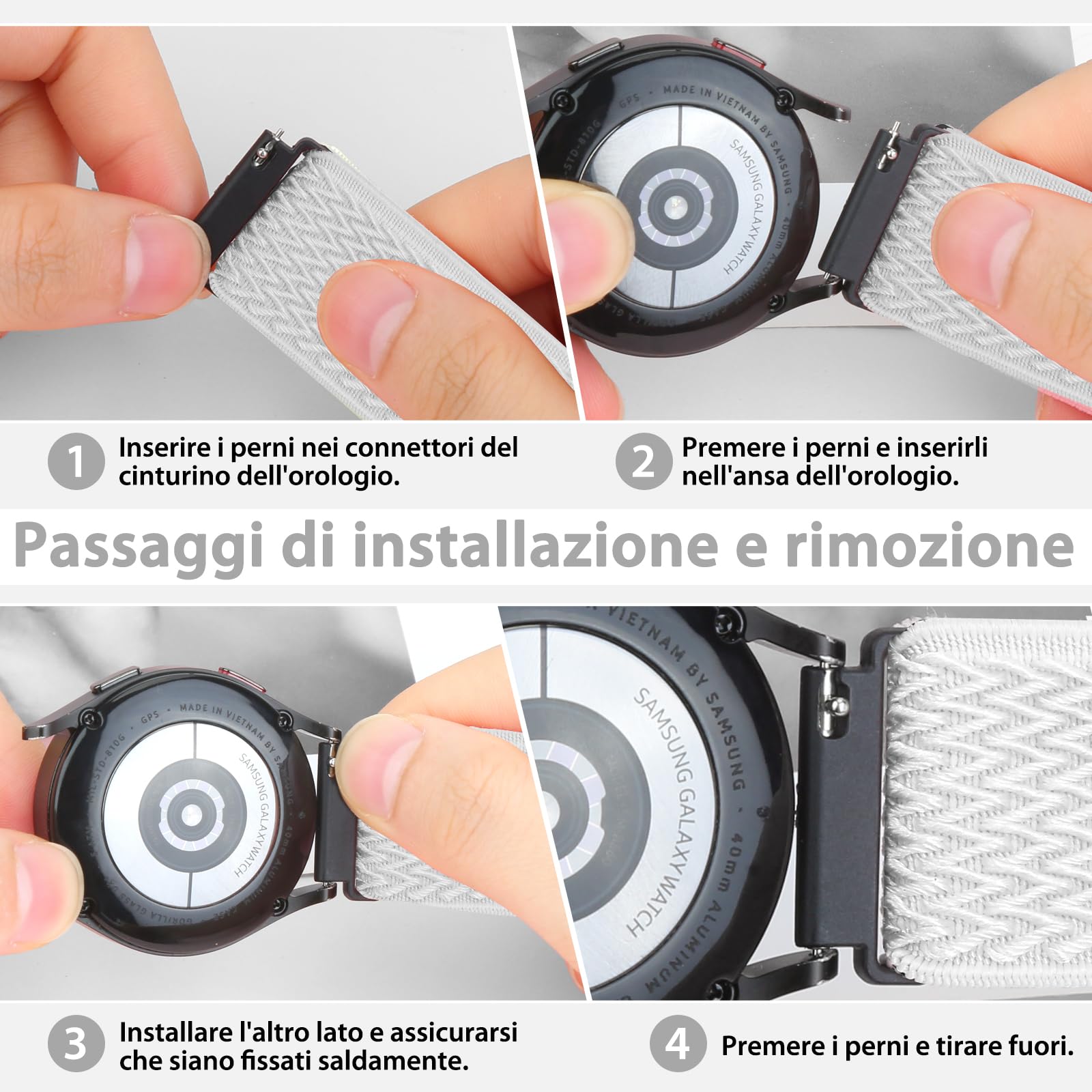 TumCez Regolabile Elastico Sgancio Rapido Cinturino Orologio in Nylon,18mm 19mm 20mm 22mm 24mm Cinturino per Samsung/Garmin/Fossil/Amazfit/Huawei/Xiaomi/Suunto Orologio per Uomo Donna