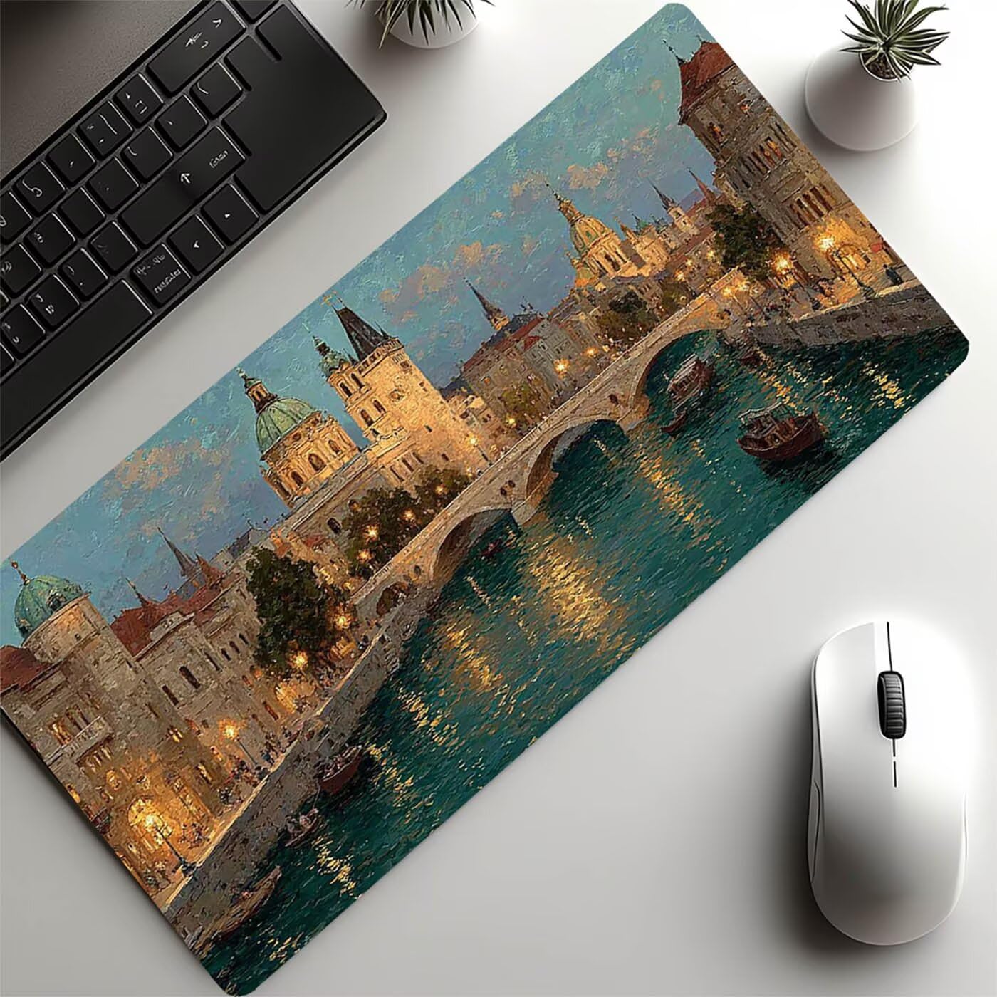 Wodoodporna podkładka pod mysz miejską XXL 1000 x 500 x 3 mm, podkładka pod mysz do gier nocny zszyj krawędzie antypoślizgowa gumowa podstawa, podkładka pod mysz do laptopa klawiatura model-6734