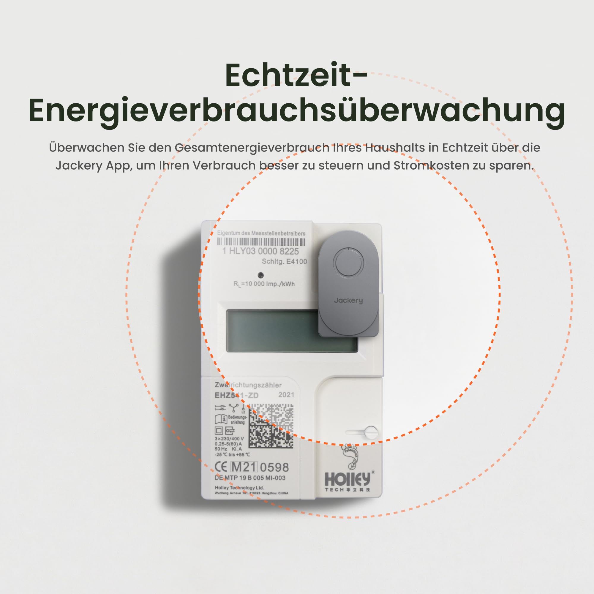 Jackery D0 Smart Meter, D0-Lesekopf für IR-fähige Stromzähler, Echtzeit-Energieüberwachung per App, Wi-Fi & Bluetooth, magnetische Installation, kompatibel mit Jackery SolarVault 3 Serie