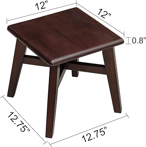 Miniatura 10 de eHemco Taburete de madera maciza para adultos y niños, 12.25 pulgadas, gris, juego de 2