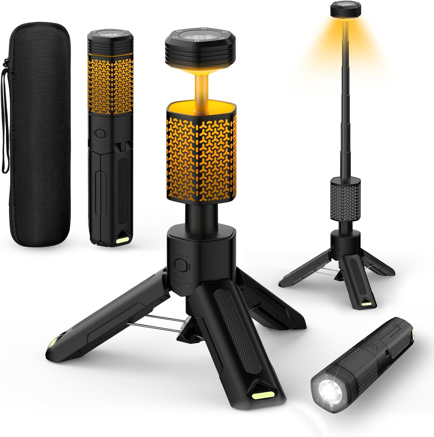 Telescopic Tenting Mild – 10500mAh Rechargeable Tenting Lantern with Storage Bag, Dimmable Magnetic Tent Lamp, Waterproof Camp Mild Outside Work Emergency Lights for Dwelling Energy Outage, Mountaineering -Black