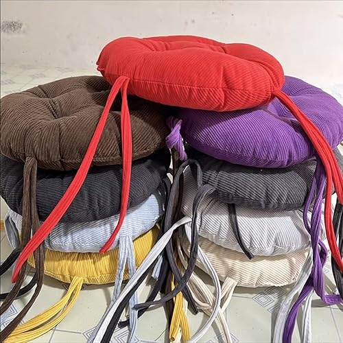 Miniatura 4 de Cojín de asiento redondo de pana gruesa con lazos, antideslizante y súper suave, para cocina, taburete de bar, comedor, 11.8 pulgadas, 13 pulgadas,