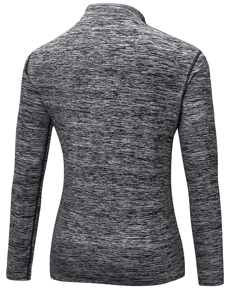 Mujer Invierno Camiseta Deportiva de Manga Larga con Cremallera Térmico de Correr Yoga Tops