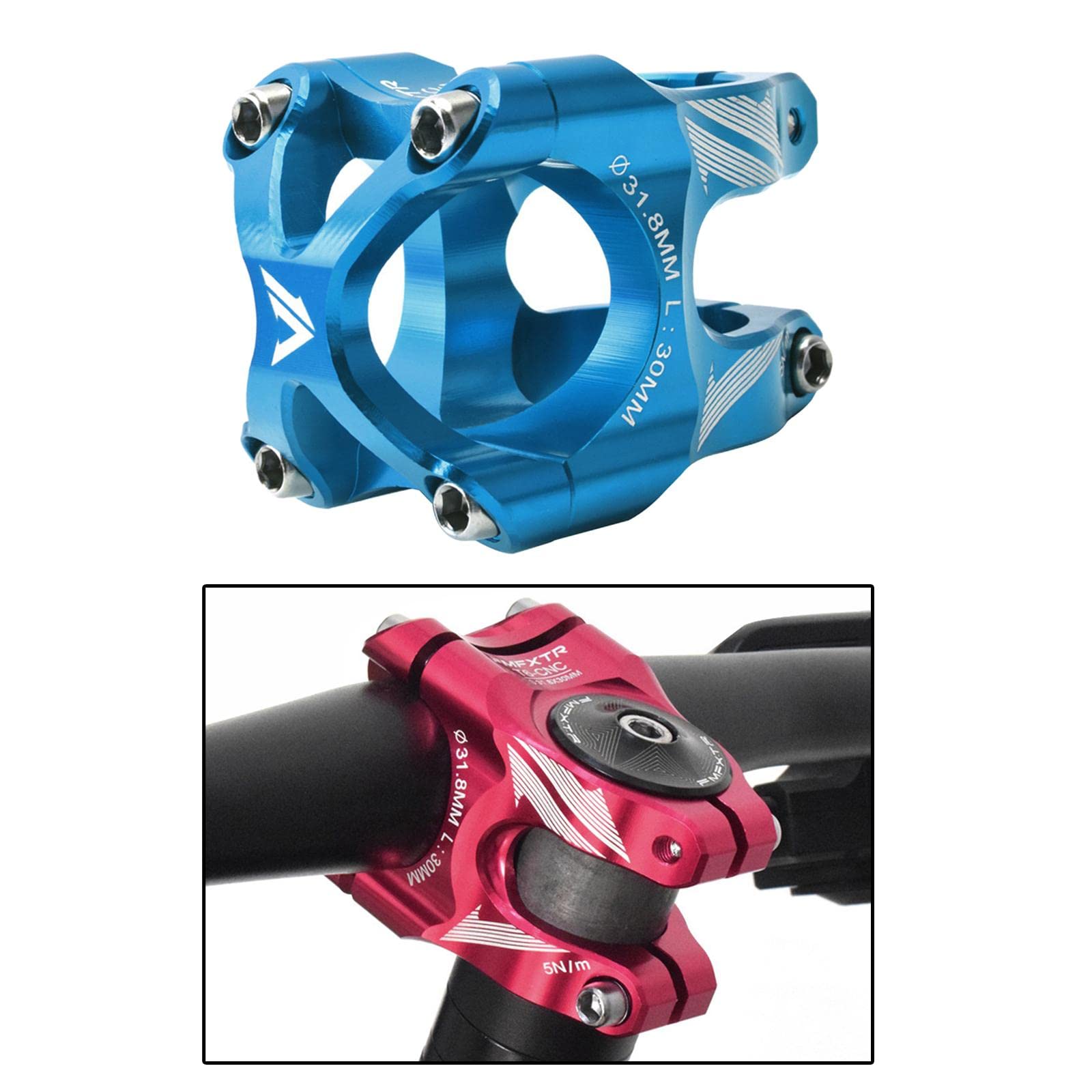 Attacco manubrio per mountain bike, 31,8 mm, 30 mm, in alluminio, corto, per bicicletta, bici da strada, mountain bike, accessori per ciclismo