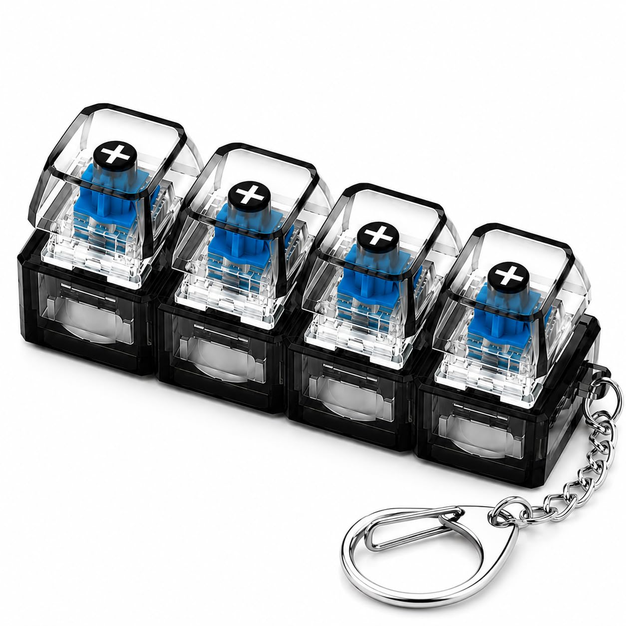 ZPCCOT Keyboard Fidget Toy Keychain, 4-Key Mechanical Clicker Stress Relief Toy for Office Desk, Study & Travel, Portable Finger Fidget for Anxiety Relief, Focus Improvement & Relaxation