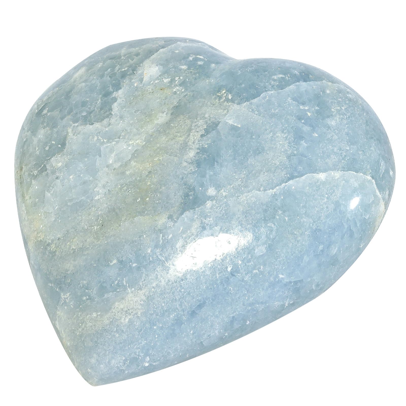 Nupuyai Natural Blue Celestite Crystal Heart Stone, Polished Worry Palm Stone Anxiety Relief