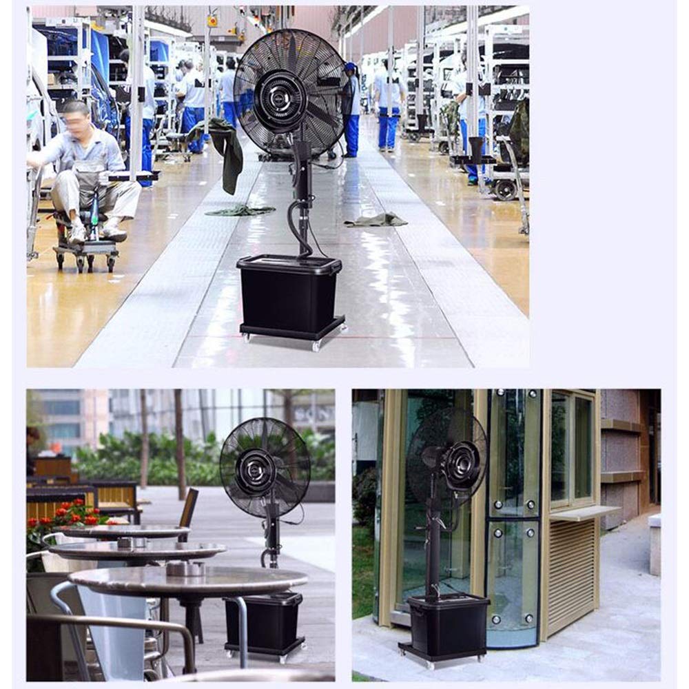 Ventilador de nebulización comercial de 26 pulgadas, ventilador de refrigeración de alta velocidad para exteriores con oscilación de 90°, 5 velocidades, sistema de nebulización centrífuga, bajo ruido