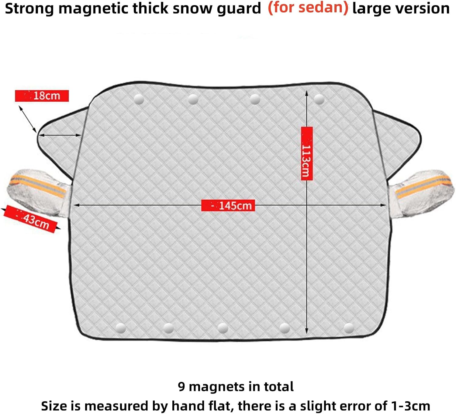 4-Layer Magnetic Windshield Cover for Car, Universal Windshield Frost Protector Cover with Side Window and Rearview Mirror Protector, for Most Cars, SUV, Truck (for Sedan)