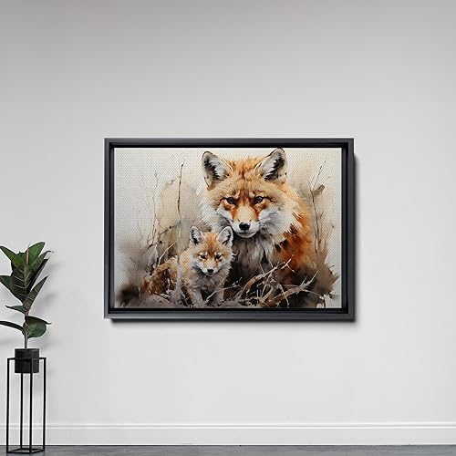 Miniatura 5 de Fox Mother Cub Print, In The Style Of Stencil,Based, Kids Wall Art, Kids Wall Art Display, Mom And Baby Animal Art Print, Wall Art, Art Decor