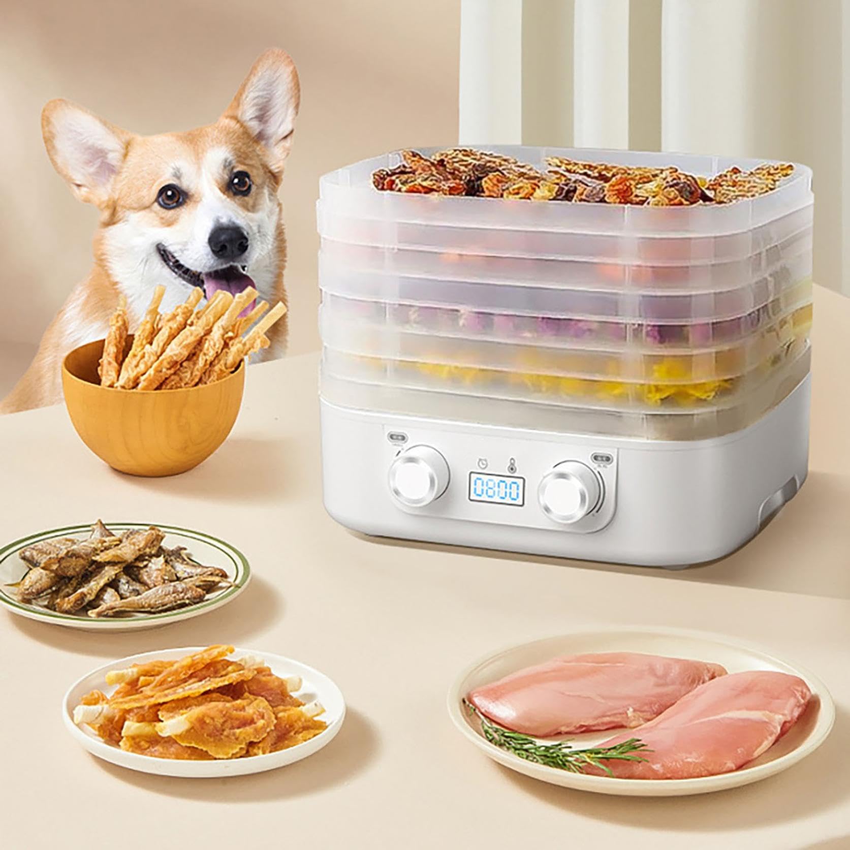 Máquina de liofilización de alimentos para el hogar con 5 bandejas, secadora de dulces con temporizador inteligente y control de temperatura, cafetera de botanas liofilizados para almacenamiento de