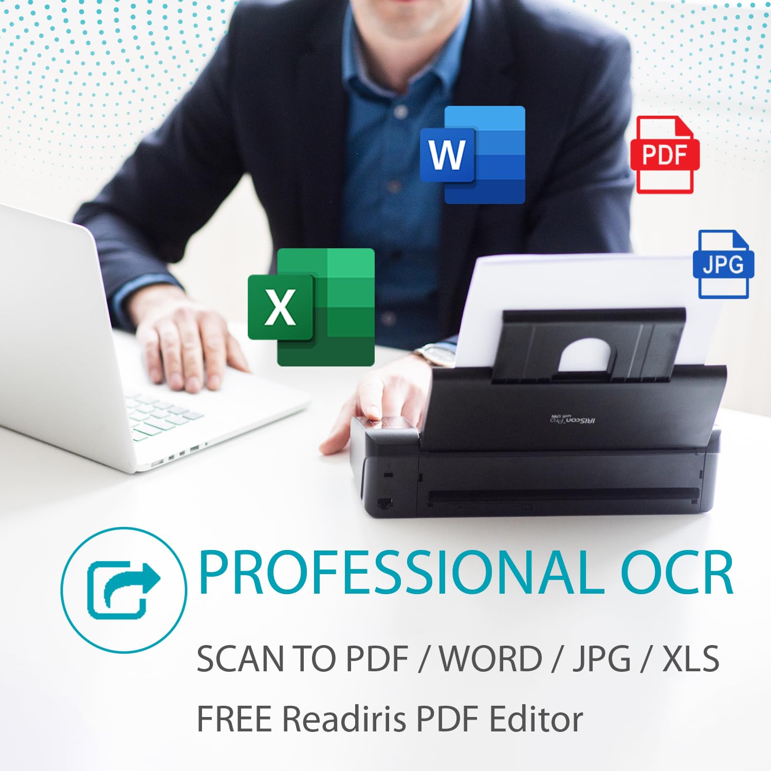 IRIScan Pro v5pro 20PPM ADF Escáner de Documentos dúplex de 20 páginas, Editor de PDF Gratuito, escaneo a Word, PDF, XLS, Tarjetas de Visita a Outlook, escáner de Recibos, escaneo a la Nube