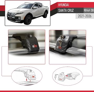Hyundai Santa Cruz (NX4A OB) 2022 ve Sonrası ile Uyumlu ACE-2 Ara Atkı Tavan Barı Gri 2 Adet