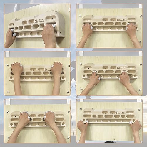 Miniatura 5 de TWO STONES Tabla colgante de madera para escalada en roca, barra de dominadas diseñada para entrenamiento para escalada, tabla de entrenamiento de