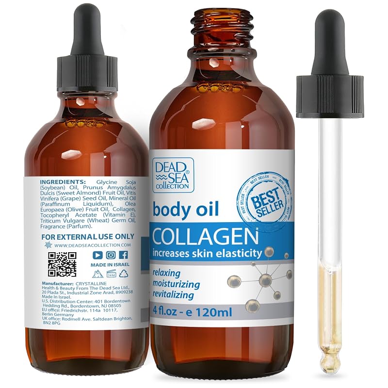Óleo corporal Dead Sea Collection com colágeno e vitaminas A, E e D, frasco com pipeta, 120 mL