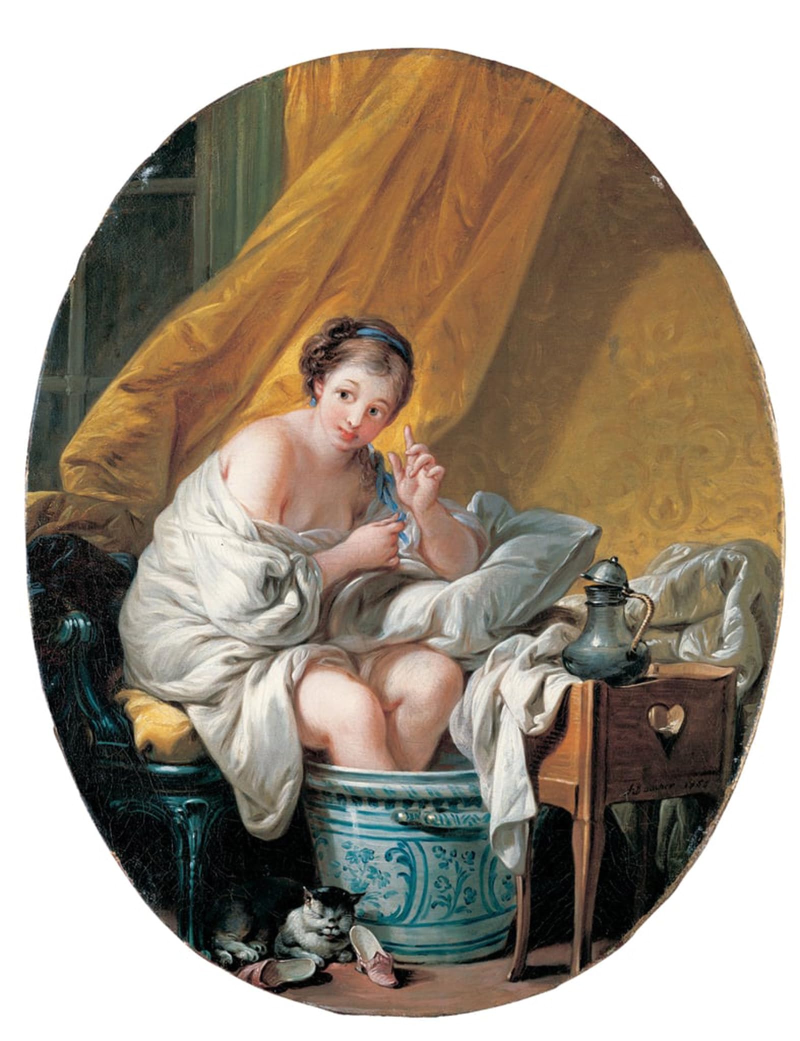 POSTERIIk Vintage Classic Picture Landscape Artwork Young woman taking a footbath by François Boucher Portrait Canvas Painting for Office Home Decor 60x90cm