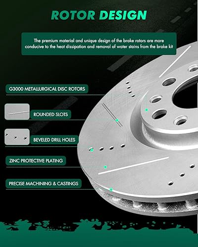 Miniatura 652 de SCITOO Juego de 2 frenos de freno ranurados traseros para Chrysler Town & Country, 08-16 para Dodge Grand Caravan, 09-13 para Dodge Journey, 12-15