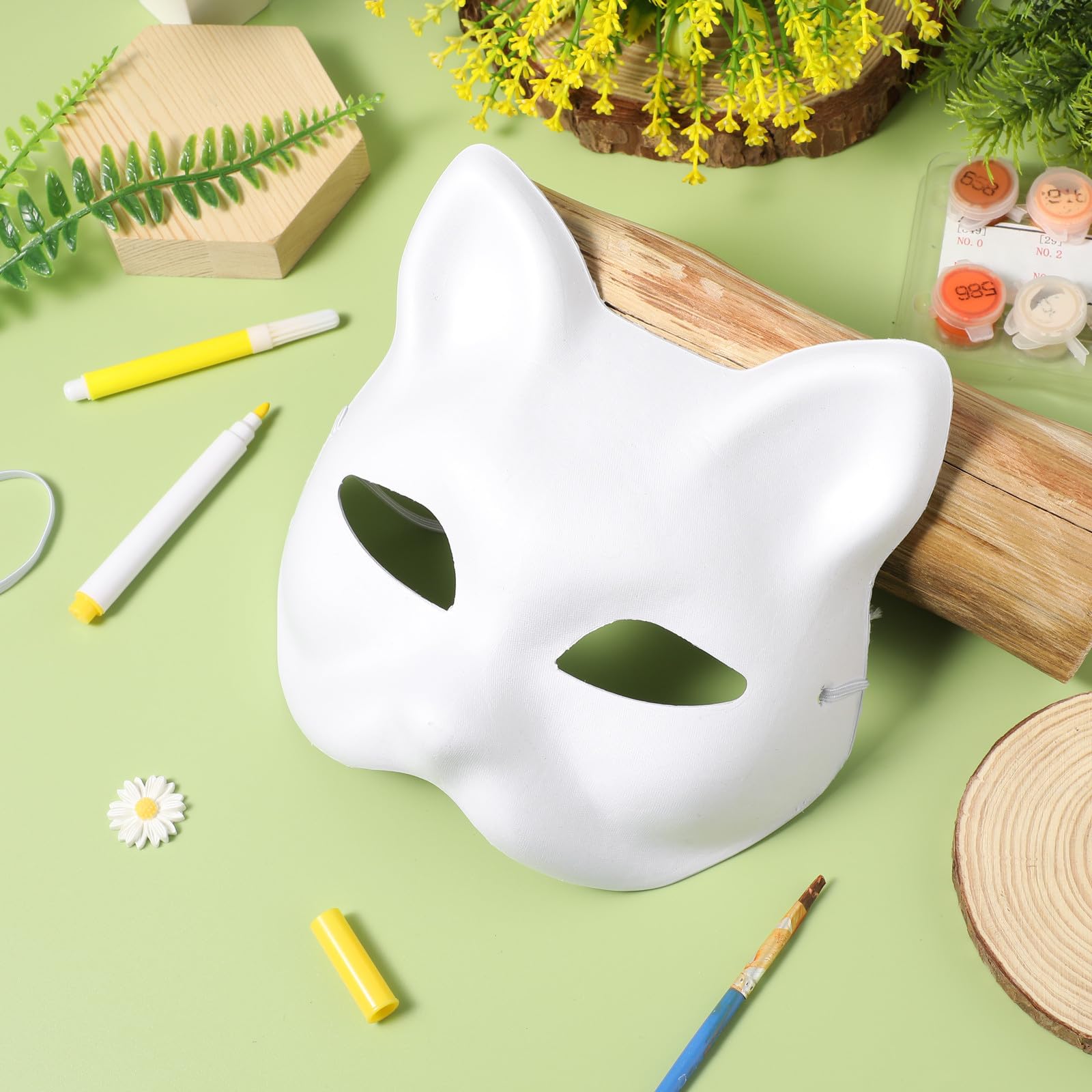 SOLUSTRE 100 Pièces Masques en Papier Blanc pour Loisirs Créatifs, Forme Chat, Diy, Matériau Papier, pour Halloween et Célébrations Festives