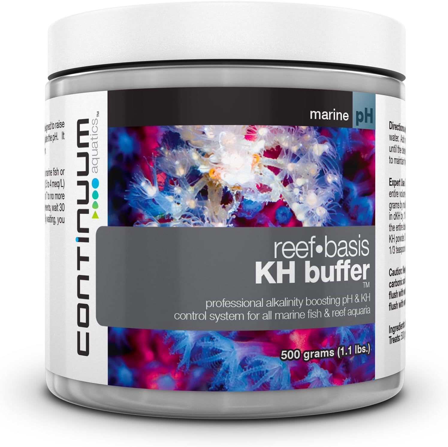 Continuum Aquatics Reef Basis KH Buffer – Professional Alkalinity Boosting pH & KH Buffer Powder for Marine Saltwater Fish and Reef Aquariums 500-g