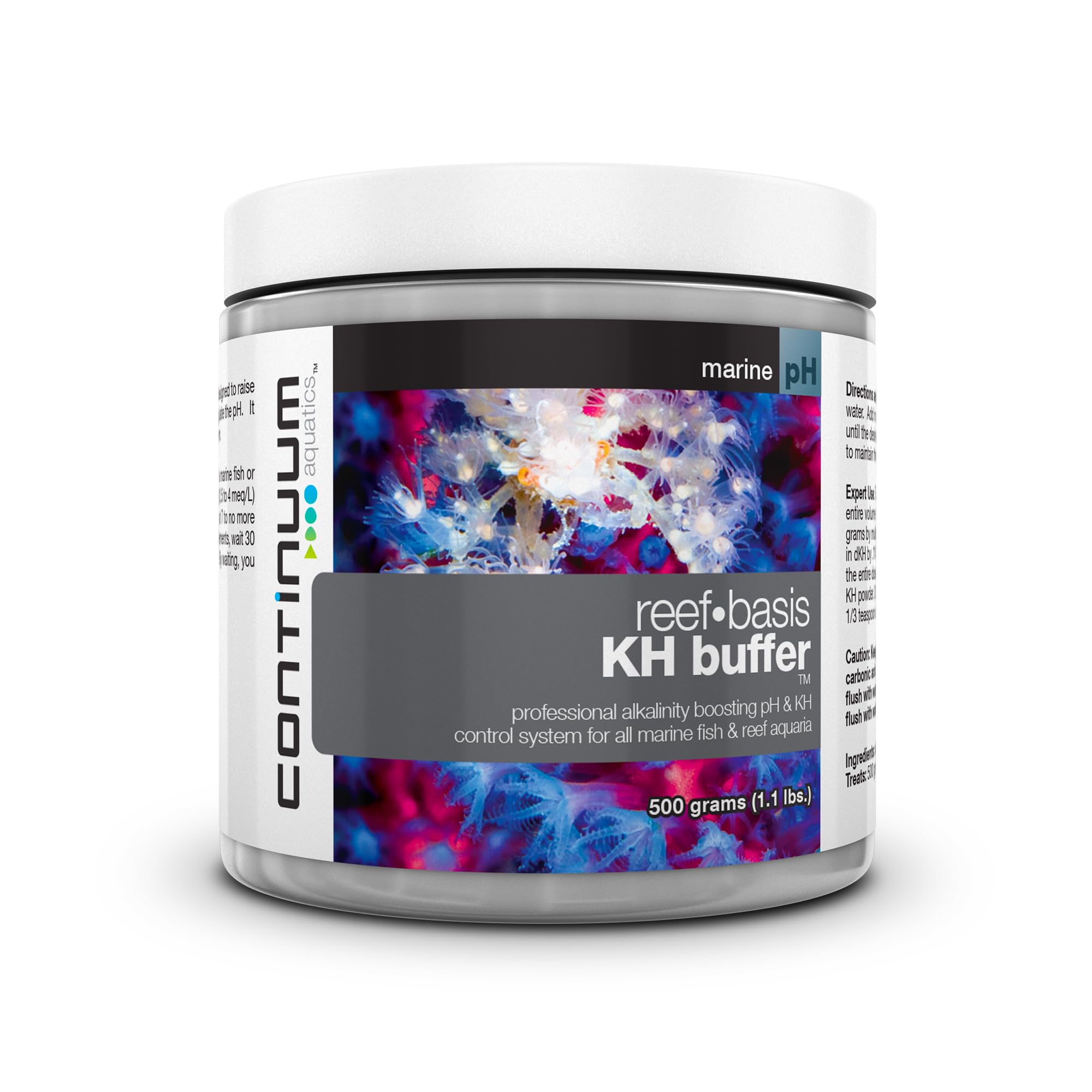 Continuum Aquatics Reef Basis KH Buffer – Professional Alkalinity Boosting pH & KH Buffer Powder for Marine Saltwater Fish and Reef Aquariums 500-g