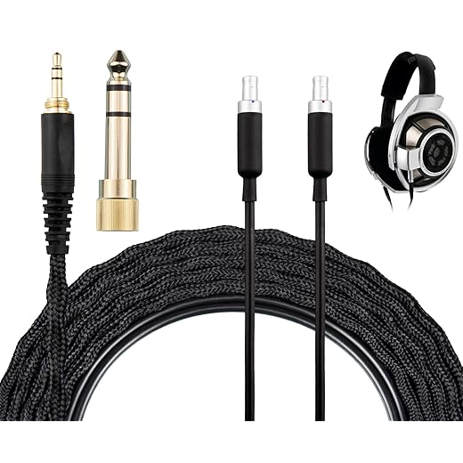 SOULWIT Headphone Cable for Sennheiser HD800/HD800S/HD820, Nylon Braided Audio Cable Replacement, 6N OCC + Silver-Plated OCC, 3 m/10 ft, 3.5 mm Plug & 6.35 mm Adapter