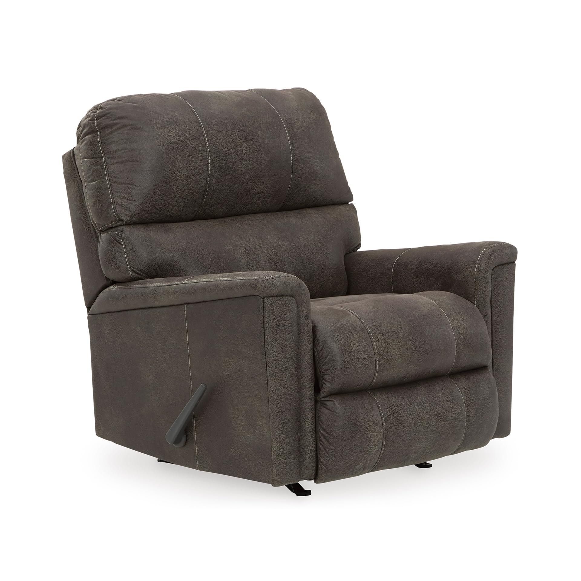 Signature Design by Ashley Navi Traditional Faux Leather Manual Rocker Recliner, Gray