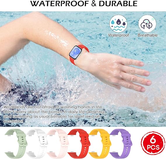 6 Pieces Watch Strap Compatible with BDIG Huawei Watch Fit 3, Adjustable Silicone Replacement Strap for Huawei Watch Fit 3