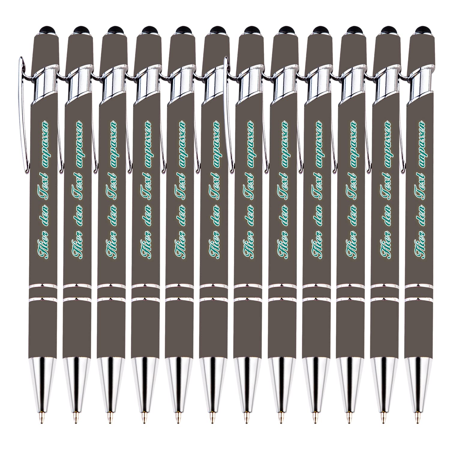 Personalisierter Kugelschreiber mit schwarzer Tinte, individueller Kugelschreiber mit Geschäftswerbung, Telefonnummer, kapazitiver Stift für Berührungen, Stift mit mittlerer Spitze, 216 STK
