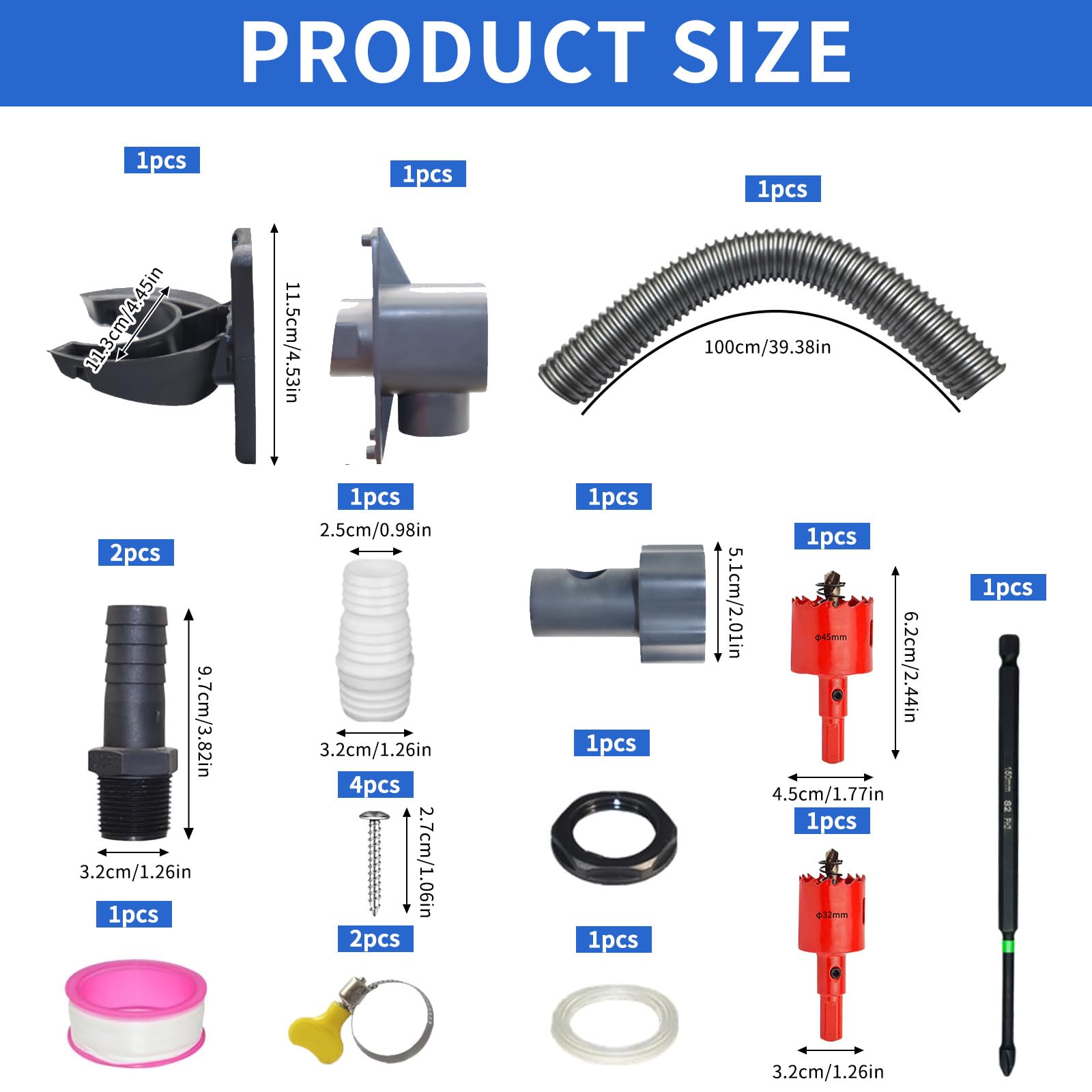 Recuperateur D Eau de Pluie,Collecteur Eau de Pluie 70-110mm,Kit de Raccords pour Tonneaux d'eau de Pluies,Récupérateur Eaus de Pluies pour Toitures,Kit de Raccordement,pour Toitures Jusqu'à 80 m²