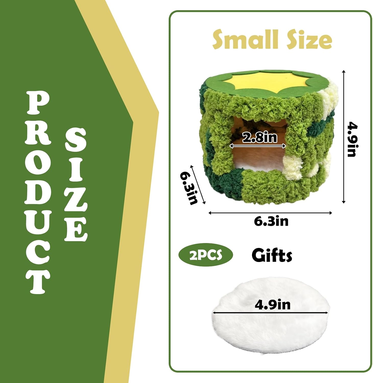 Plush Cylindrical Bird Nest,Warm Bird Nesting House,Bird Breeding House Cockatiel Snuggle Hut for Conure,Cockatiel, Lovebird, Budgie,Canary, Finch, Hamster and Other Small Pets (Green)