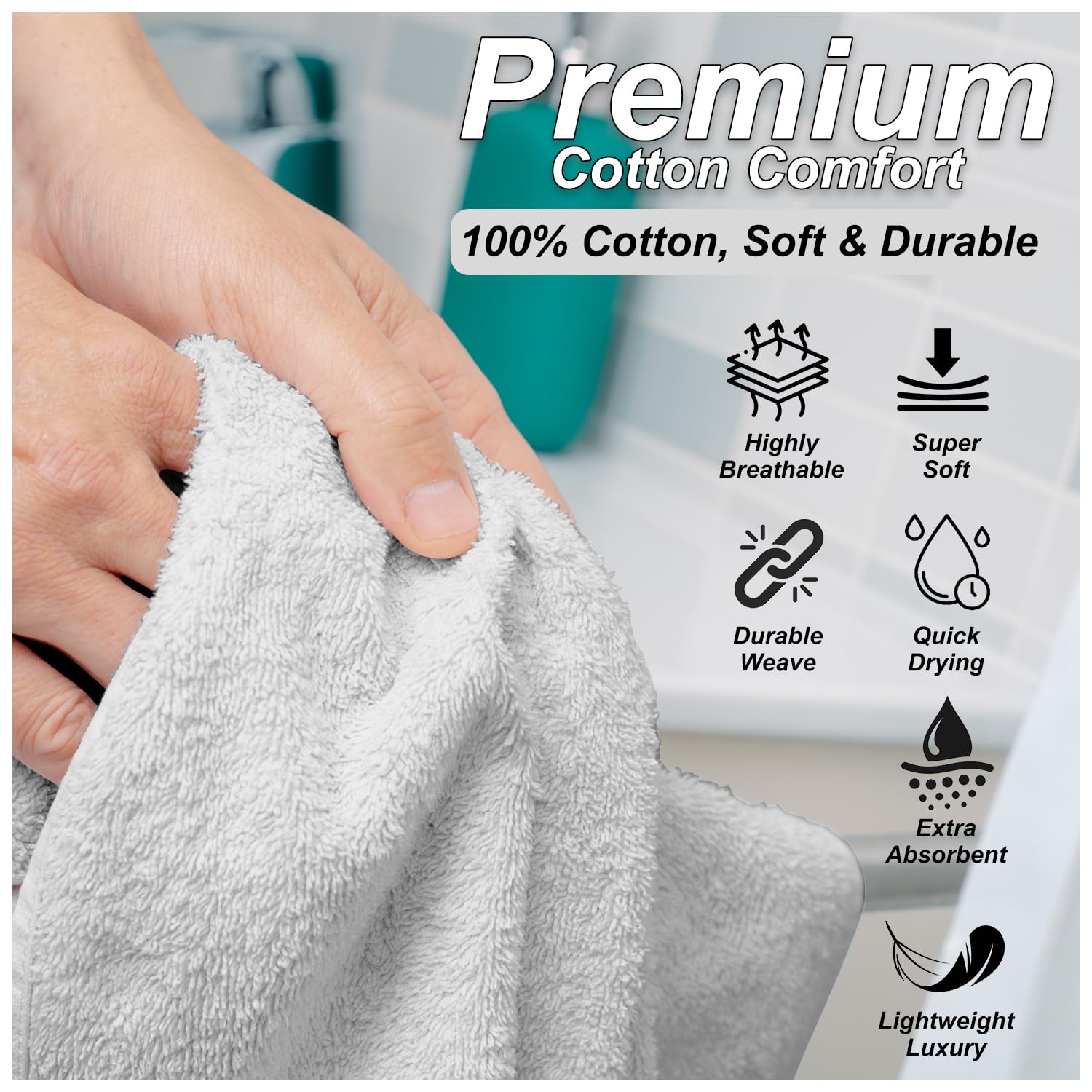 GC GAVENO CAVAILIA Lot de 2 draps de Bain grecs Extra Larges à séchage Rapide, Super absorbants, 100% Coton égyptien, Doux et Moelleux, pour Spa et hôtel (90 x 180 cm), Blanc