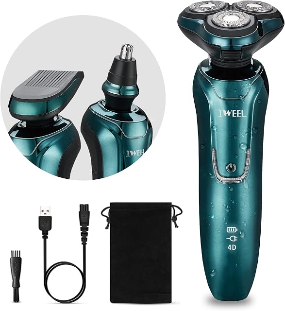 Electric Razor for Men, Mens Electric Razors Beard Shavers for Men Face 3 in 1 Rotary Shavers Nose Sideburn Trimmer Cordless Rechargeable Shaving Kit Wet Dry Use