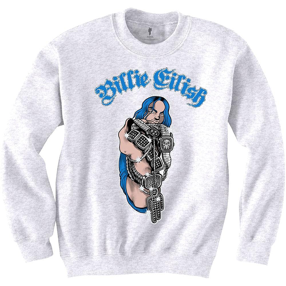 Billie Eilish Sweatshirt Bling Logo Official White Unisex XS