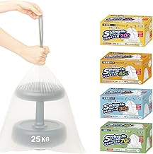 Simply Tie and Cue [50 Sheets] Roll Box, Thick, Large Capacity, Handle Included, Translucent, Milky White, Eco-Friendly, Durable, Tear-resistant, Drawstring, Convenient Storage Box, for Home and