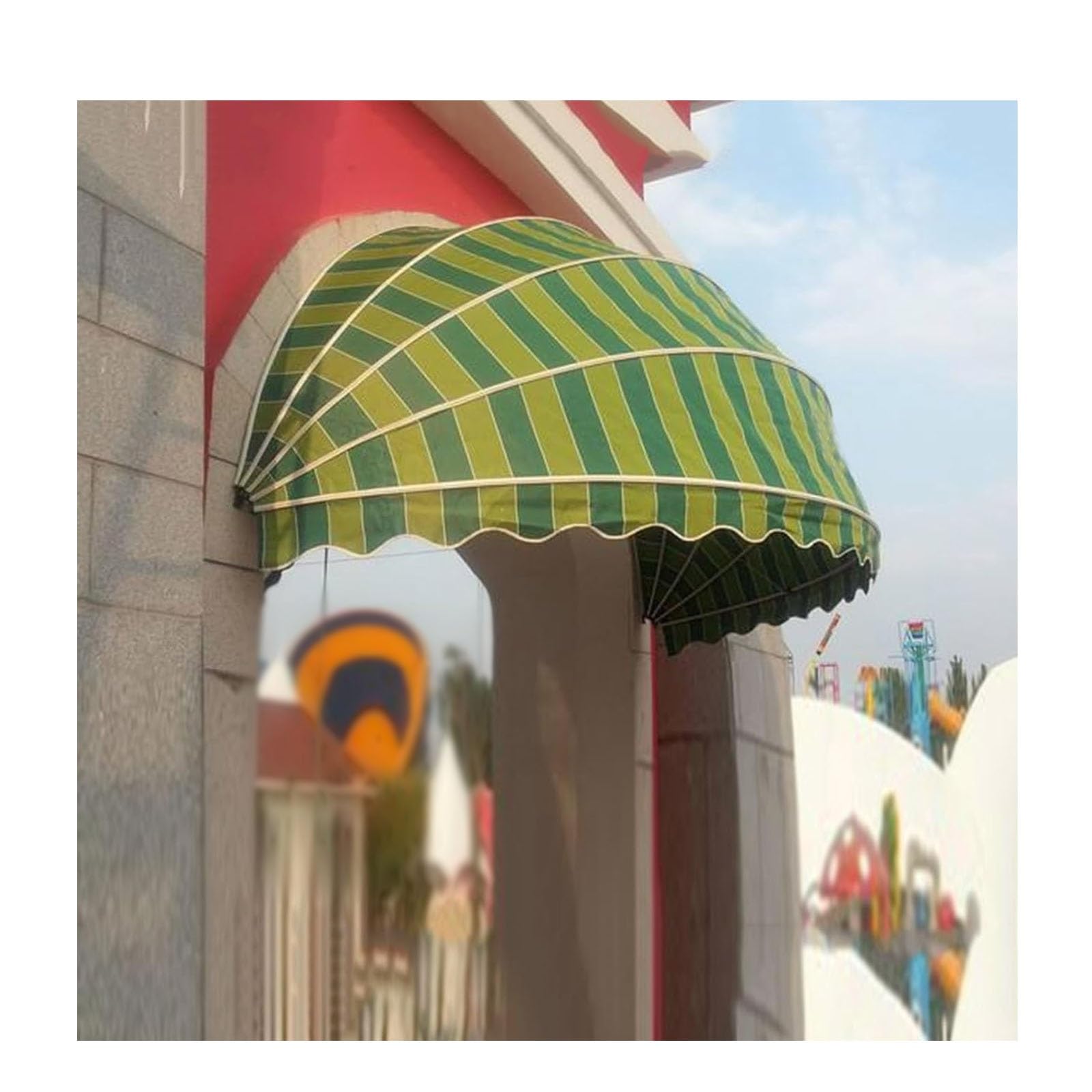 Auvent dôme rétractable pare-soleil extérieur en toile avec cadre pliant pour porte arquée