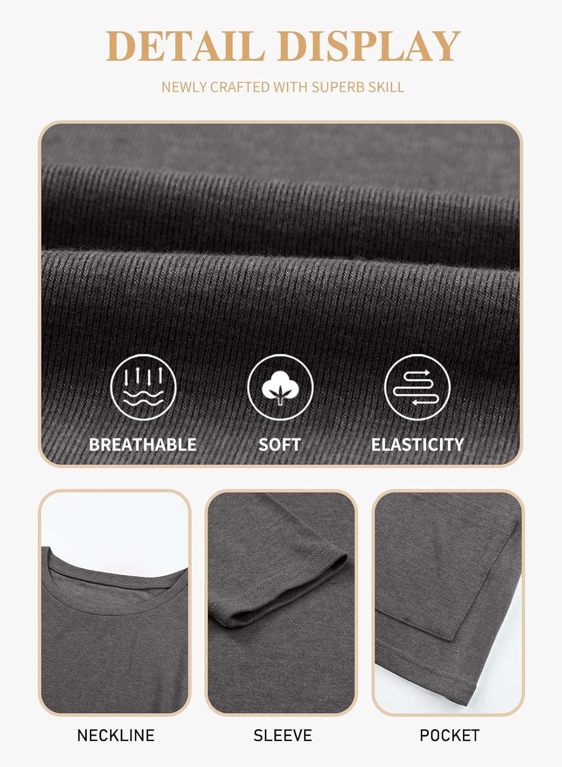 Eytino Womens Plus Size Long Sleeve Tops Crewneck Lightweight Sweatshirt Loose Casual Oversized T Shirts with Pockets(1X-5X) - Image 5