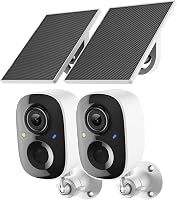 Fazoxo 2K Solar Wireless Outdoor Security Cameras 2-Pack: Motion Detection, Color Night Vision, IP65, 2-Way Audio