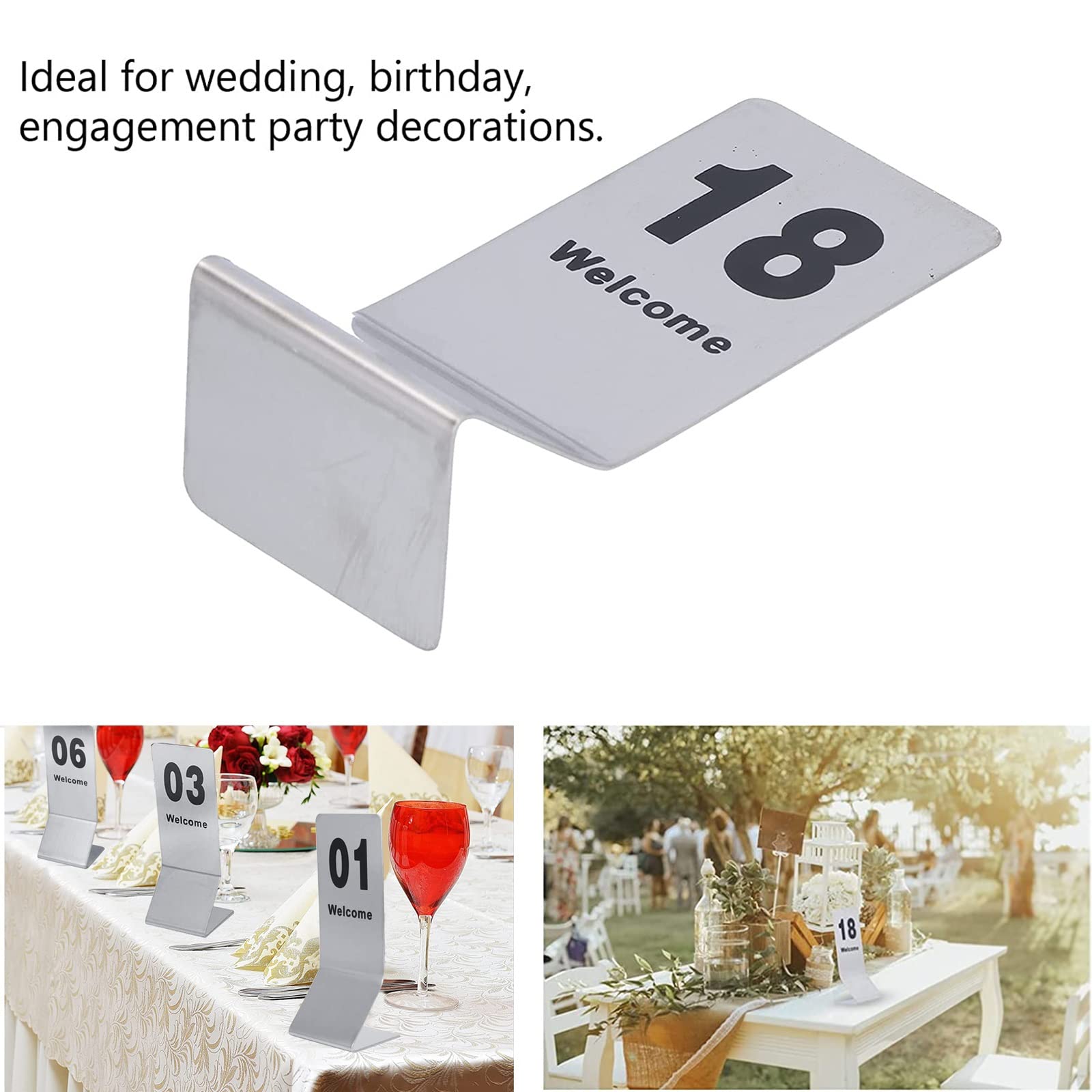 V3VOGUE Numéros De Table 1-25 1-50 Chevalets De Table Numérotés INOX - Empilables Et Facile À Nettoyer - pour Restaurant Cafe Bar Mariage Table Numéro Signe Carte
