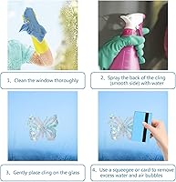 Vista 3 de GORGECRAFT 16 calcomanías de alerta de vidrio para ventana de mariposa, anticolisión, animales, arcoíris, para pájaros, pegatinas, película