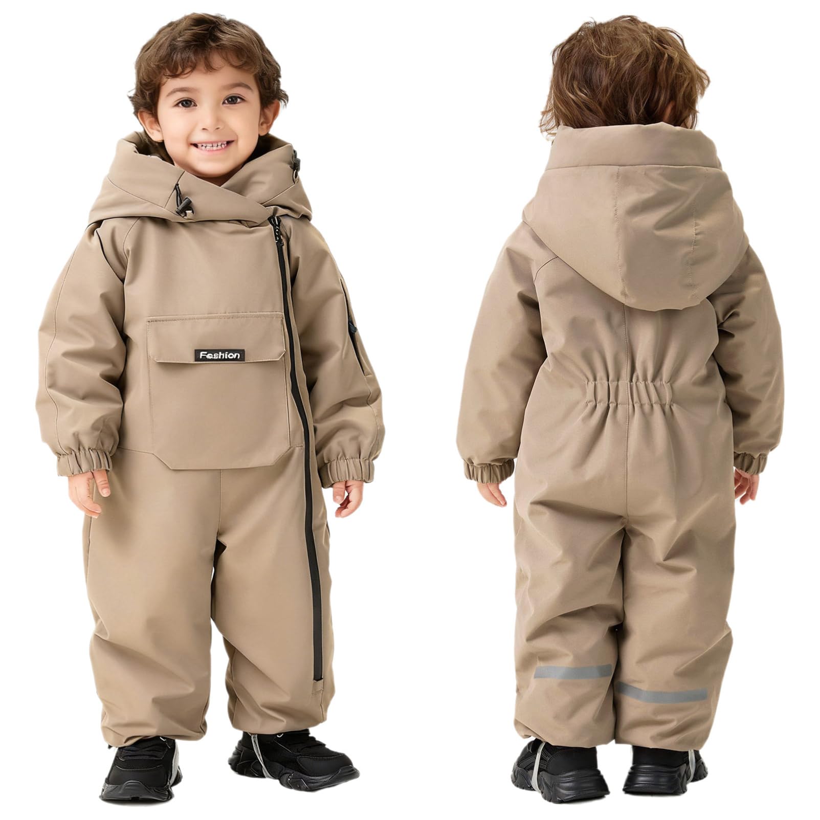 CHICTRY Tuta da Neve Intera per Neonato Neonata Pagliaccetto con Cappuccio Body in Pile Overall Jumpsuit Manica Lunca con Zip Tuta Invernale Snowsuit