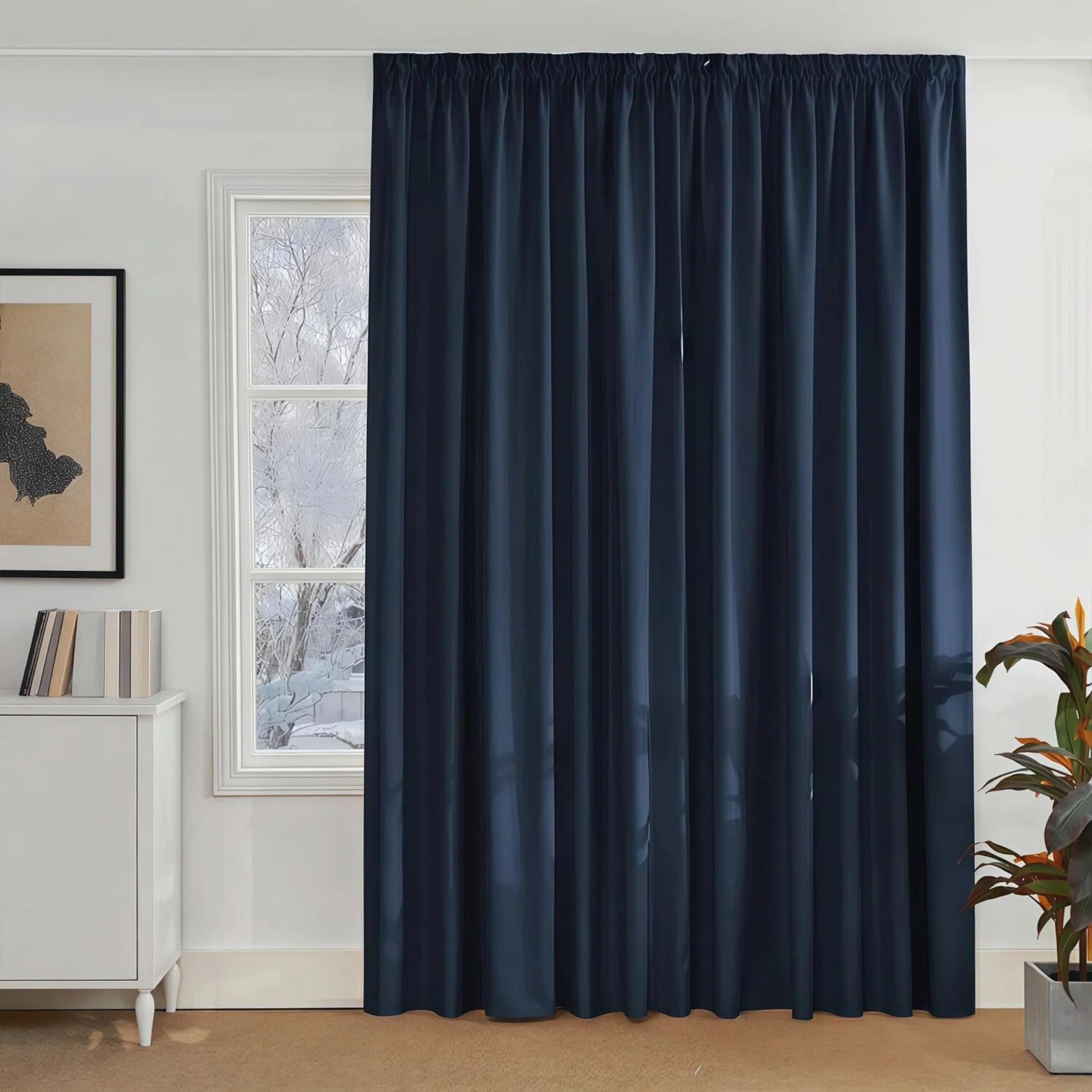 Rideau Occultant Thermique Isolant 181 x 196 cm Opaque Doux et Esthétiques Rideaux Thermique Isolant Design Moderne, pour Toutes Les Saisons pour Salon Chambre Séparation, Bleu Foncé