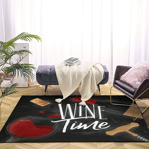 Miniatura 3 de Alfombra de dibujo con botella ilustrada de vino con letras de vino, sacacorchos de vidrio, alfombra de dibujo, alfombra de patio al aire libre,