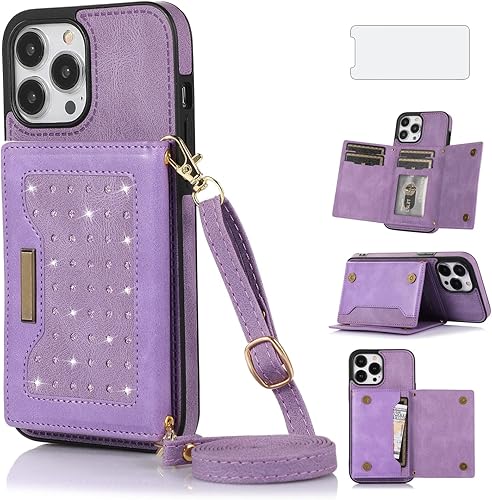 Asuwish Funda de teléfono para iPhone 13 Pro Max 2021 de 6.7 pulgadas, funda tipo cartera con protector de pantalla y ranura para tarjetero, celda Asuwish Funda de teléfono para iPhone 13 Pro Max 2021 de 6.7 pulgadas, funda tipo cartera con protector de pantalla y ranura para tarjetero, celda