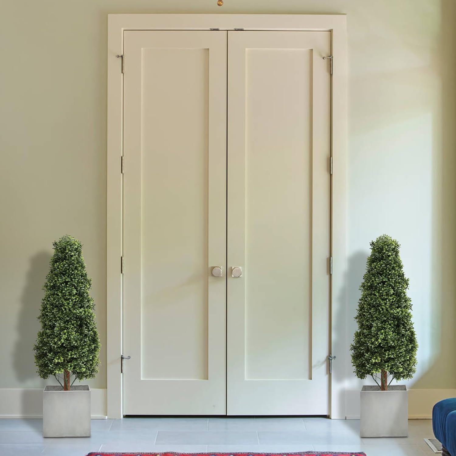 Damomo 3ft Topiary Trees Artificial Topiaries Boxwood Trees Outdoor Faux Shrub 2 Packs with Black Pot, Fake Bushes Potted Green Plants Decorative Indoor Porch or Garden(35inch) - Image 8